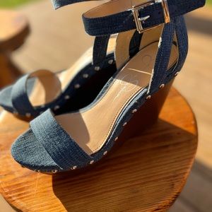 Jessica Simpson blue jean wedges
